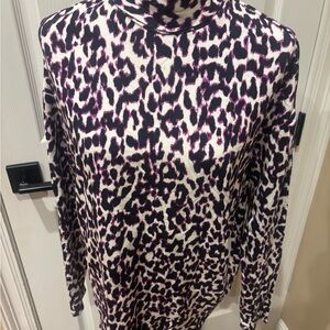 Chic Leopard Print Long Sleeve Top - Black and Purple